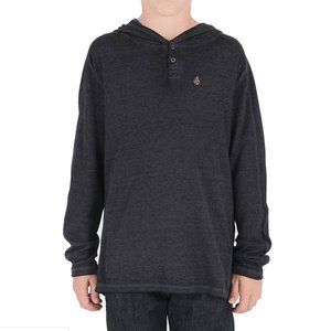 🍒 VOLCOM Boys Burnt Burnout Thermal Hoodie Sz L Youth